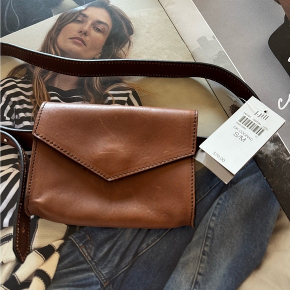 New - J Jill envelope belt soft leather in dark cognac main image 6